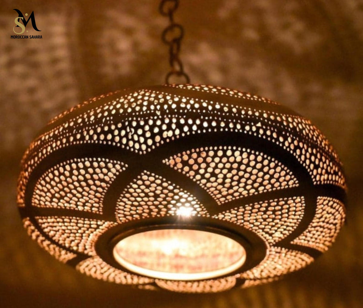 Handmade Moroccan Pendant Light: Engraved Brass Antique Home Decor