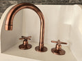 Solid Copper Faucet Set – Handmade Two-Handle Bathroom Faucet with Cross Handles