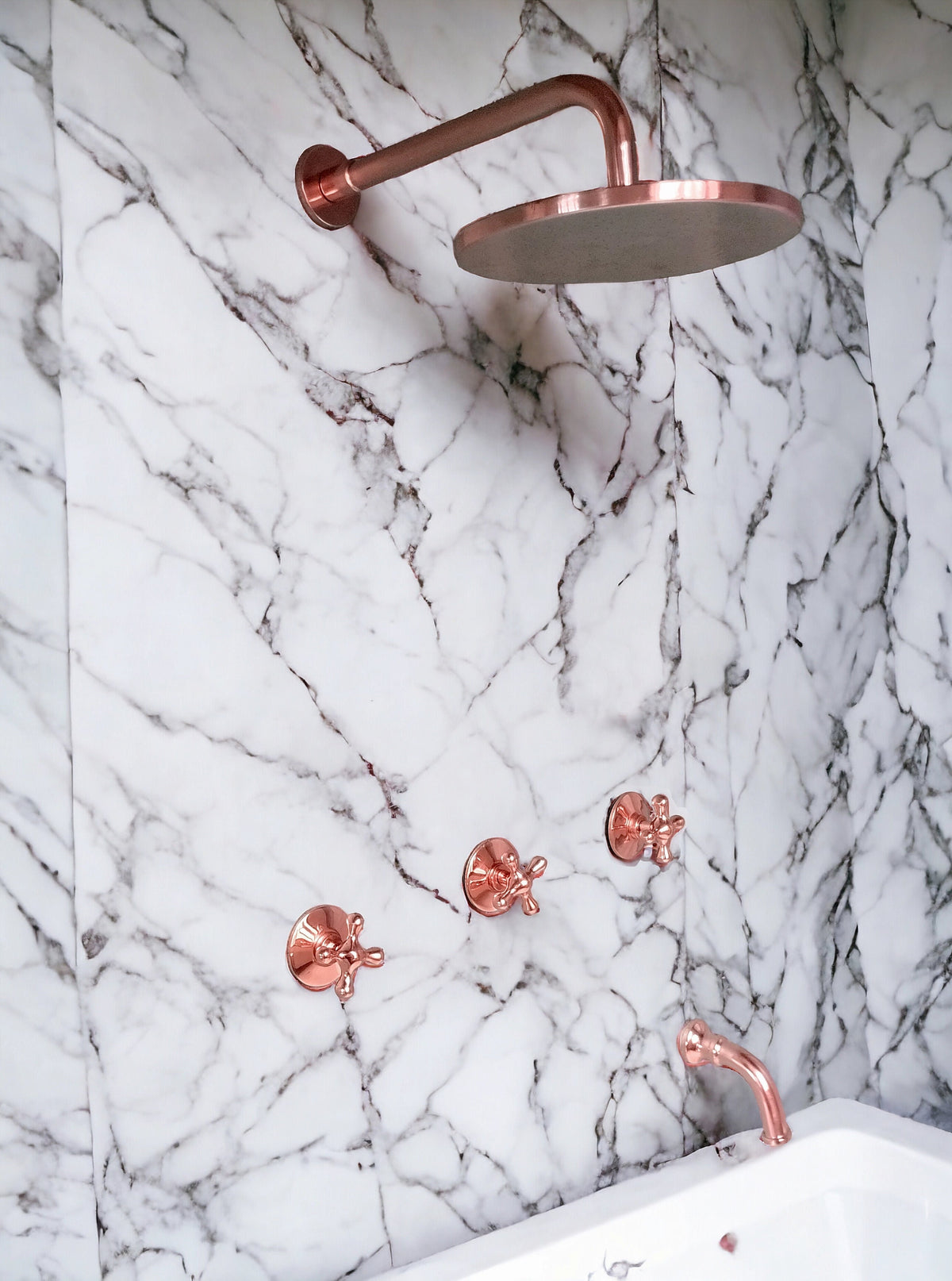 Antique Copper Rain Shower Set: Tub Faucet Combo