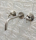 Polished Nickel Wall Mounted Nickel Faucet,Solid Brass Bathroom Faucet, Wall Mount Bathroom Faucet, Bath Faucet Bathroom