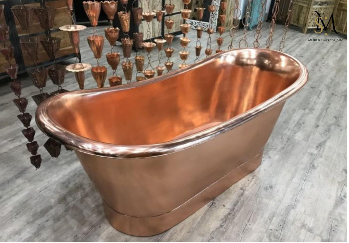 Handmade Copper Slipper Bathtub: Antique Style Solid Copper Tub