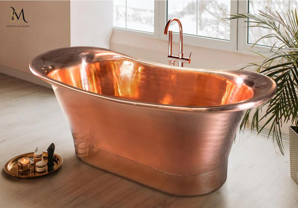 Handmade Copper Slipper Bathtub: Antique Style Solid Copper Tub