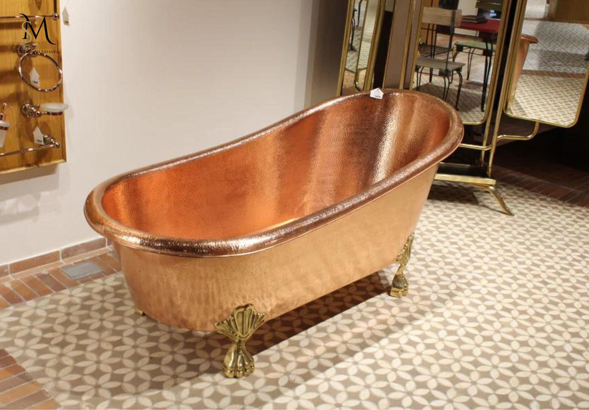 Handmade Solid Copper Slipper Bathtub: Antique Freestanding Luxury Tub