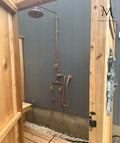 Solid Copper Shower Set of Complete Solid Copper and brass, RAW copper, Hot Cold Rain Shower + Heavy Duty Hand piece, Be