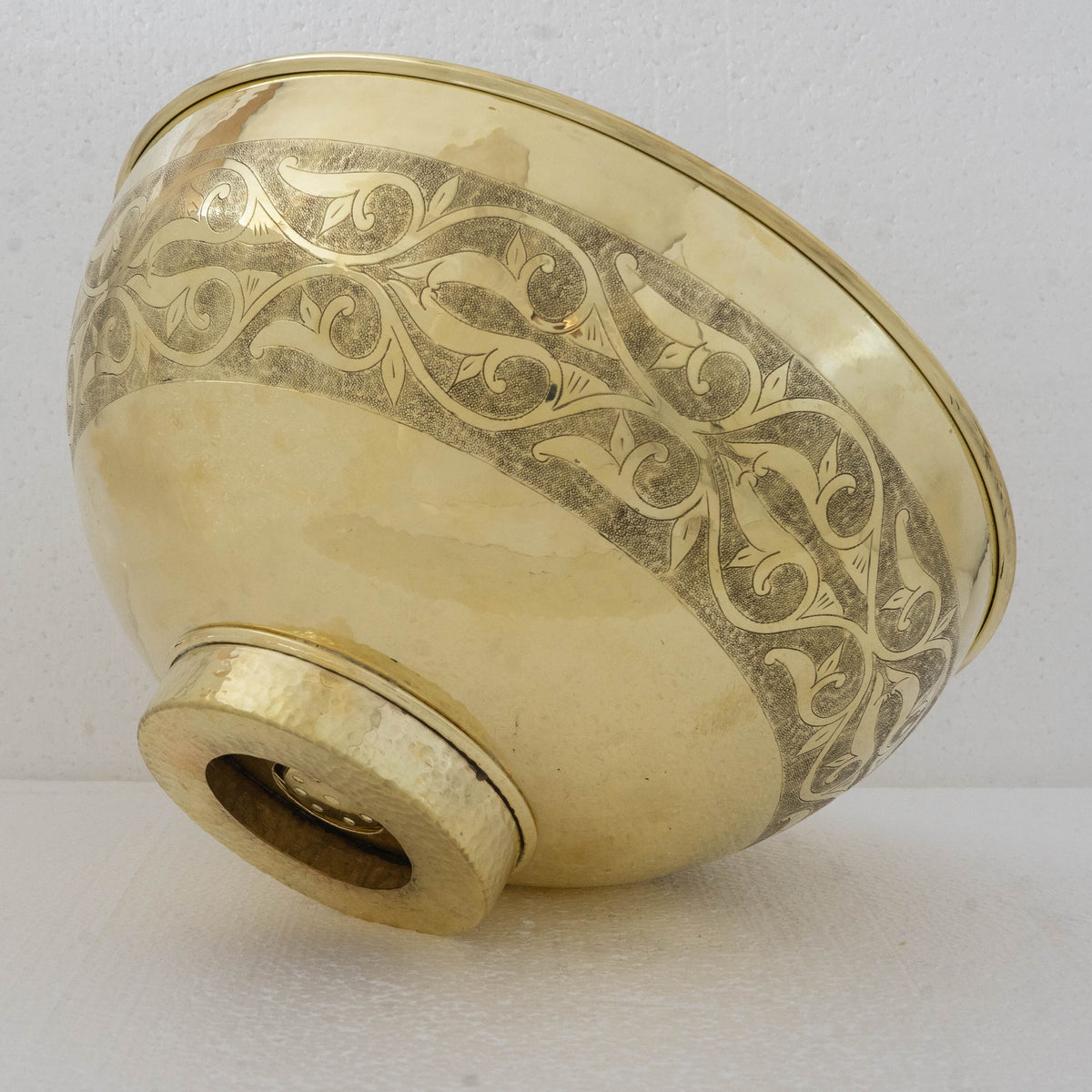 Handcrafted Vessel Sink Engraved Solid Brass Vessel Sink, Customizable Brass Sink