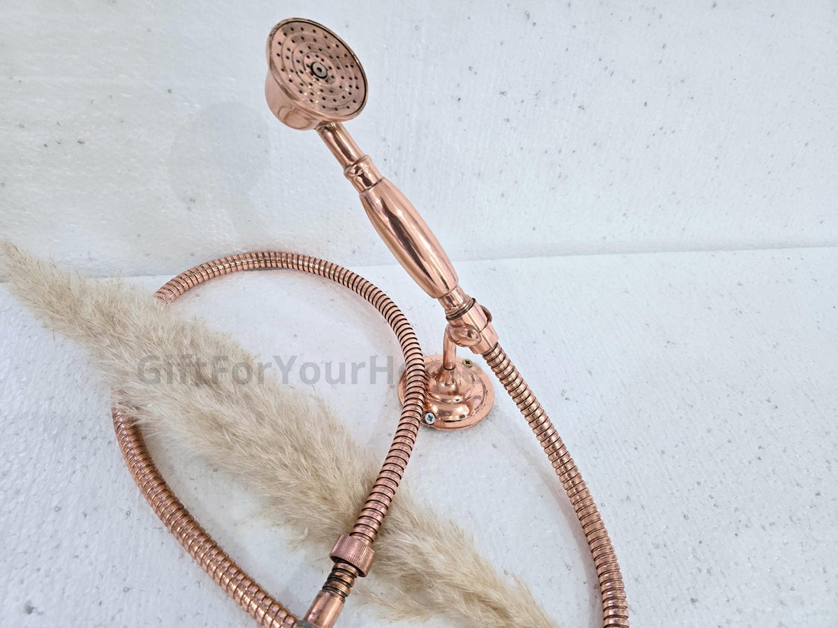 Handheld Shower System -Brass Handheld Shower- Available in Unlacquered Brass or Copper Finish -Copper Shower System