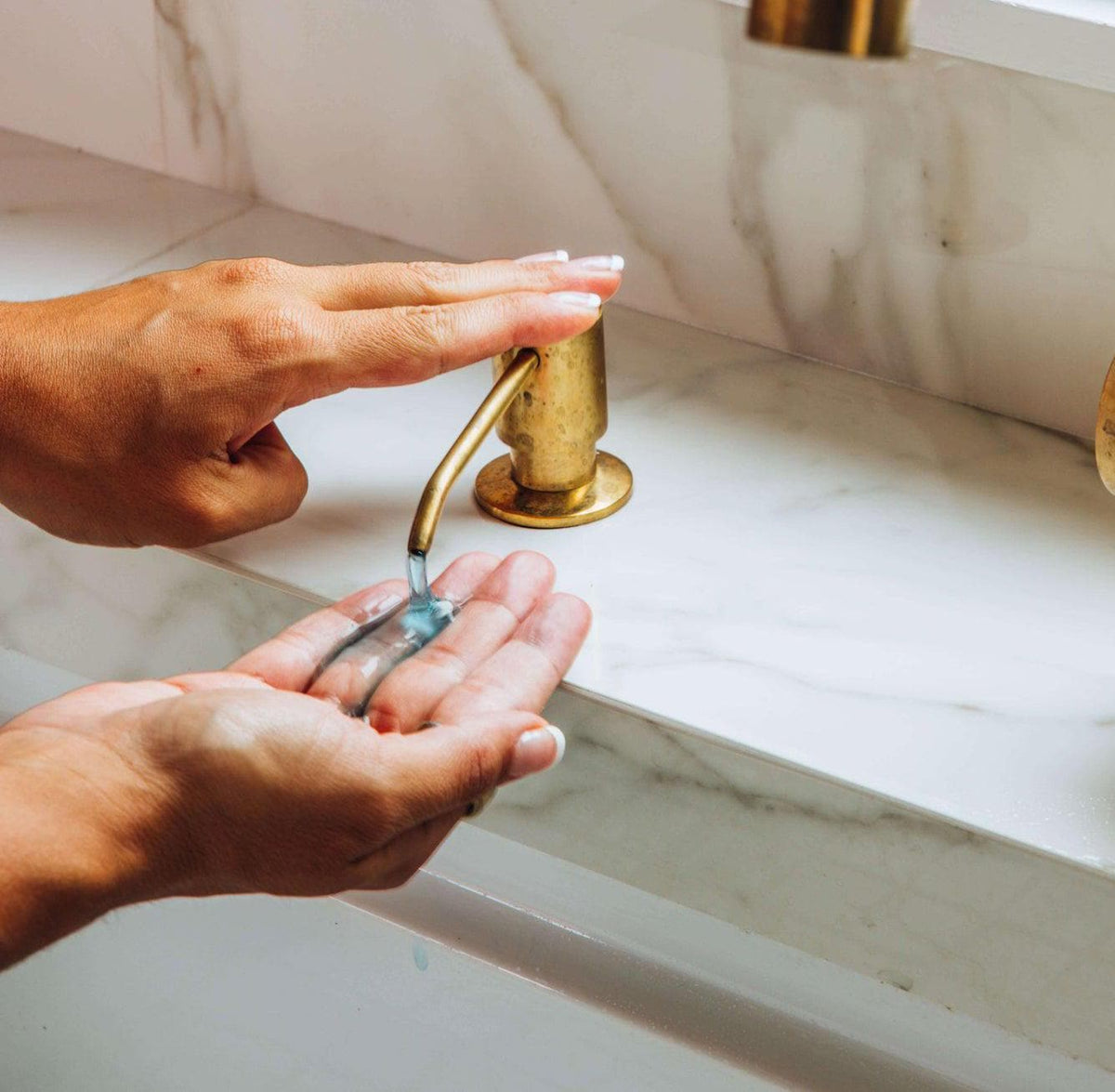 Unlacquered Brass Soap Dispenser, Built in Soap Dispenser For Kitchen Sink, In Sink Liquid Soap Dispenser