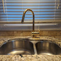Pull Down Kitchen Faucet, Unlacquered Brass Single Hole Kitchen Faucet, Sprayer Down Kitchen Faucet
