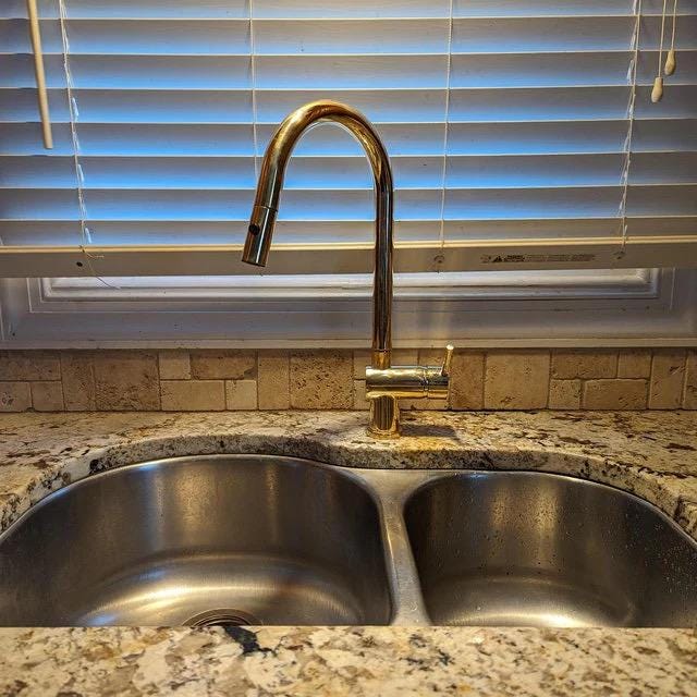 Pull Down Kitchen Faucet, Unlacquered Brass Single Hole Kitchen Faucet, Sprayer Down Kitchen Faucet