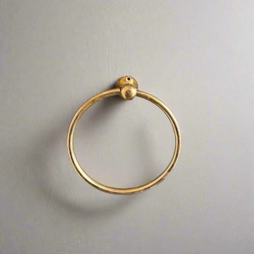 Unlacquered Brass Towel Holder, Brass Bathroom Towel Rack, Bathroom Ring Circle Towel Brass Wall Rack, Antique Brass Bat