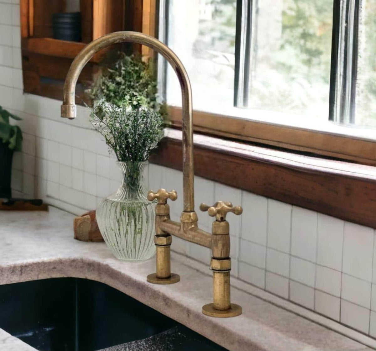 Unlacquered solid brass kitchen faucet, kitchen sink, sink faucet, brass sink faucet, brass kitchen faucet, faucet, sink