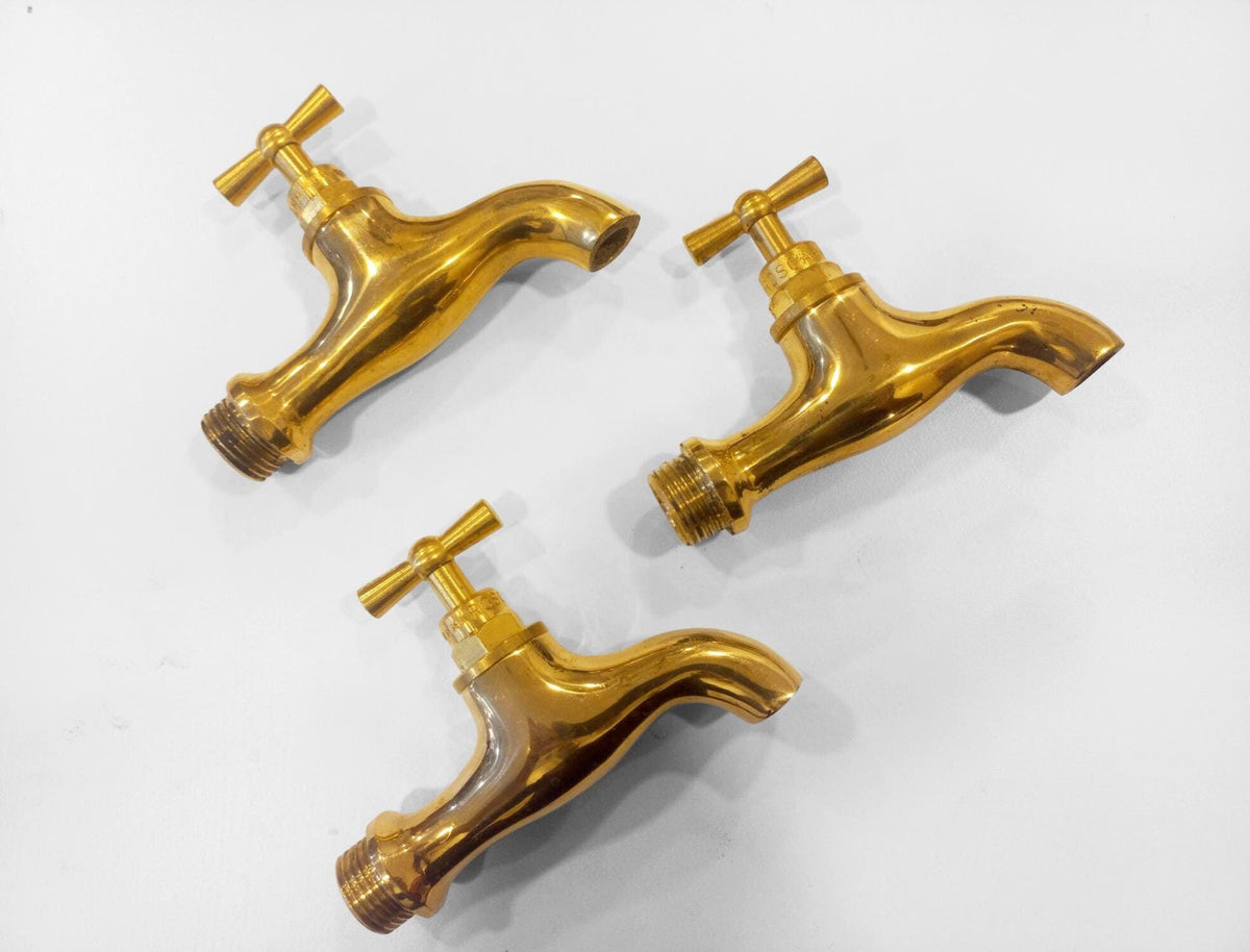 Brass Small Wall Water Tap, Farmhouse Bathroom Spigot, Garden Taps, Outdoor Wall water taps, Single Handle Small Faucet,