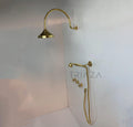 Unlacquered Solid Brass Shower System Set, Rain Shower, Wall Mount