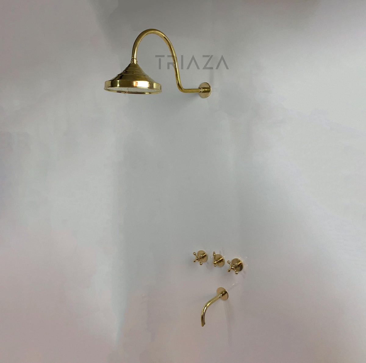 Unlacquered Solid Brass Shower System, Rain Shower Head, Tubfiller