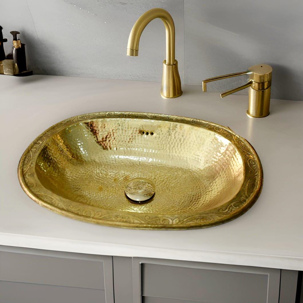 Brass Sinn oval,Solid Brass Sink, Brass oval sink, Unlacquered Brass Sink, hammered Brass sink handmade, brass sink with