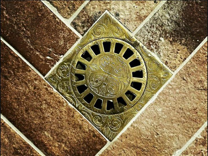 Unlacquered Brass Square Shower Drain: Antique Style, Removable Cover