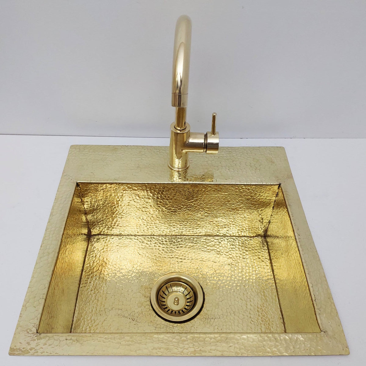 Unlacquered Hammered Brass Sink with Optional Faucet