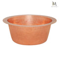 Hand Hammered Solid Copper Sink: Round Drop-In or Undermount, Includes Strainer