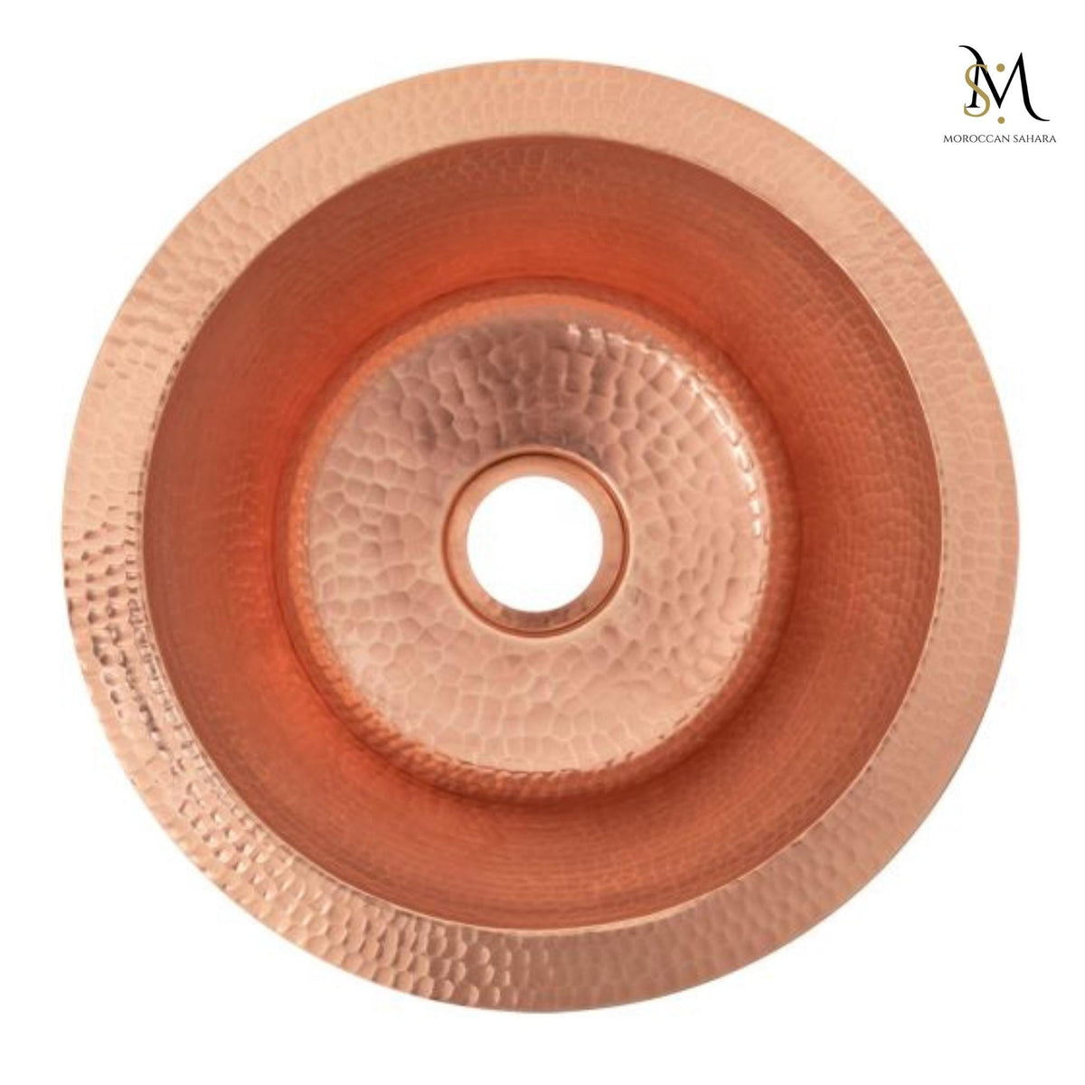 Hand Hammered Solid Copper Sink: Round Drop-In or Undermount, with Strainer