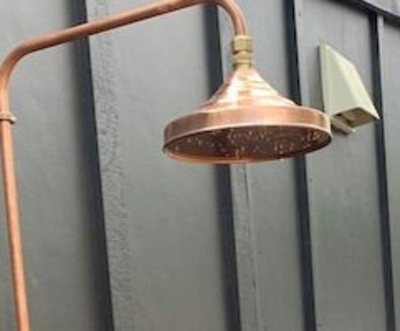 Unlacquered solid copper shower head, shower head, copper shower head, outdoor shower head, outdoor copper shower head, 