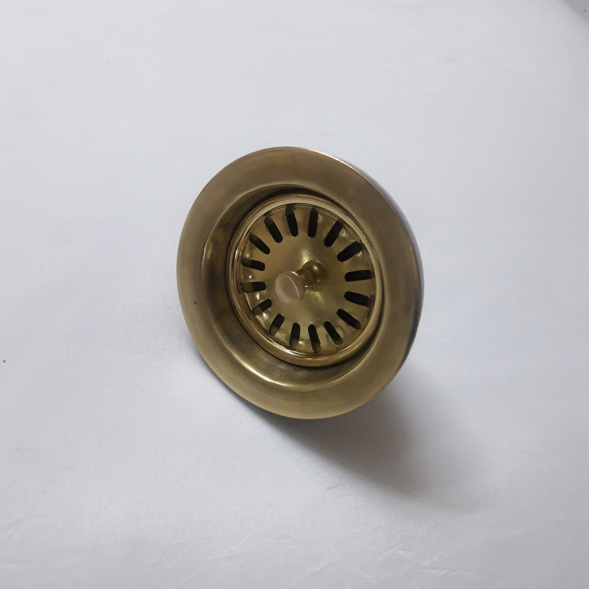 Solid Brass Kitchen Sink Strainer: Shallow Cup Basket, 3-1/2" Drain