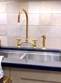 Unlaquered brass faucet – antique arched V bridge faucet