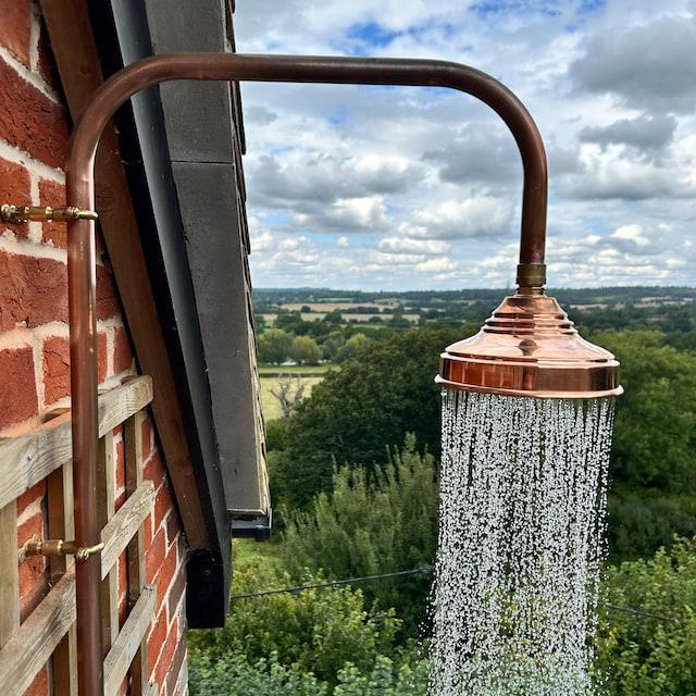 Unlacquered solid copper shower head, shower head, copper shower head, outdoor shower head, outdoor copper shower head, 