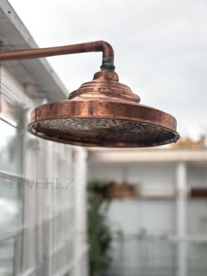 Handcrafted Unlacquered Solid Copper Rain Shower Head