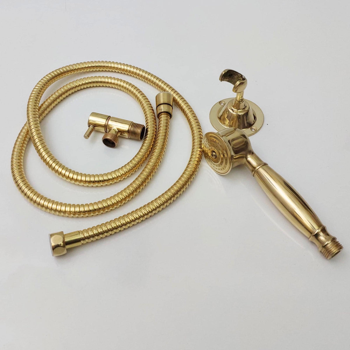 Unlacquered Brass Handheld Shower Head Set