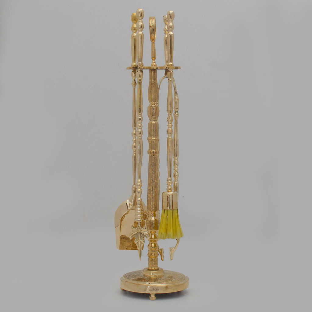 Unlacquered Solid Brass Fireplace Tools