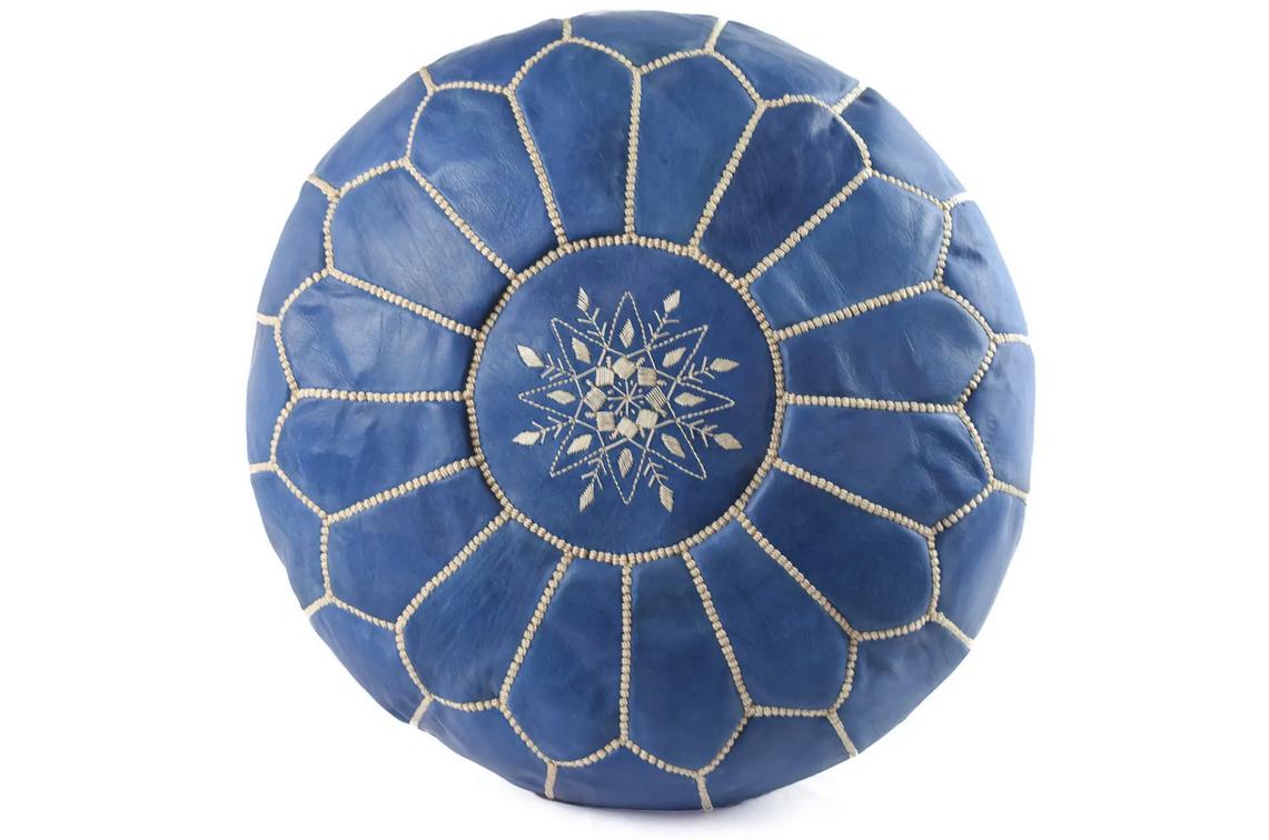 Round leather pouf,Moroccan pouf ottoman from marrakesh souk,leather,handmade