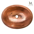 Hand Hammered Copper Bathroom Sink: 17" Oval Polished Copper