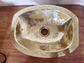 19.3” Oval Brass Sink, Handmade Bathroom Brass Basin, Engraved Brass Sink, Drop-In Brass Vanity Sink, Rustic Oval Brass 