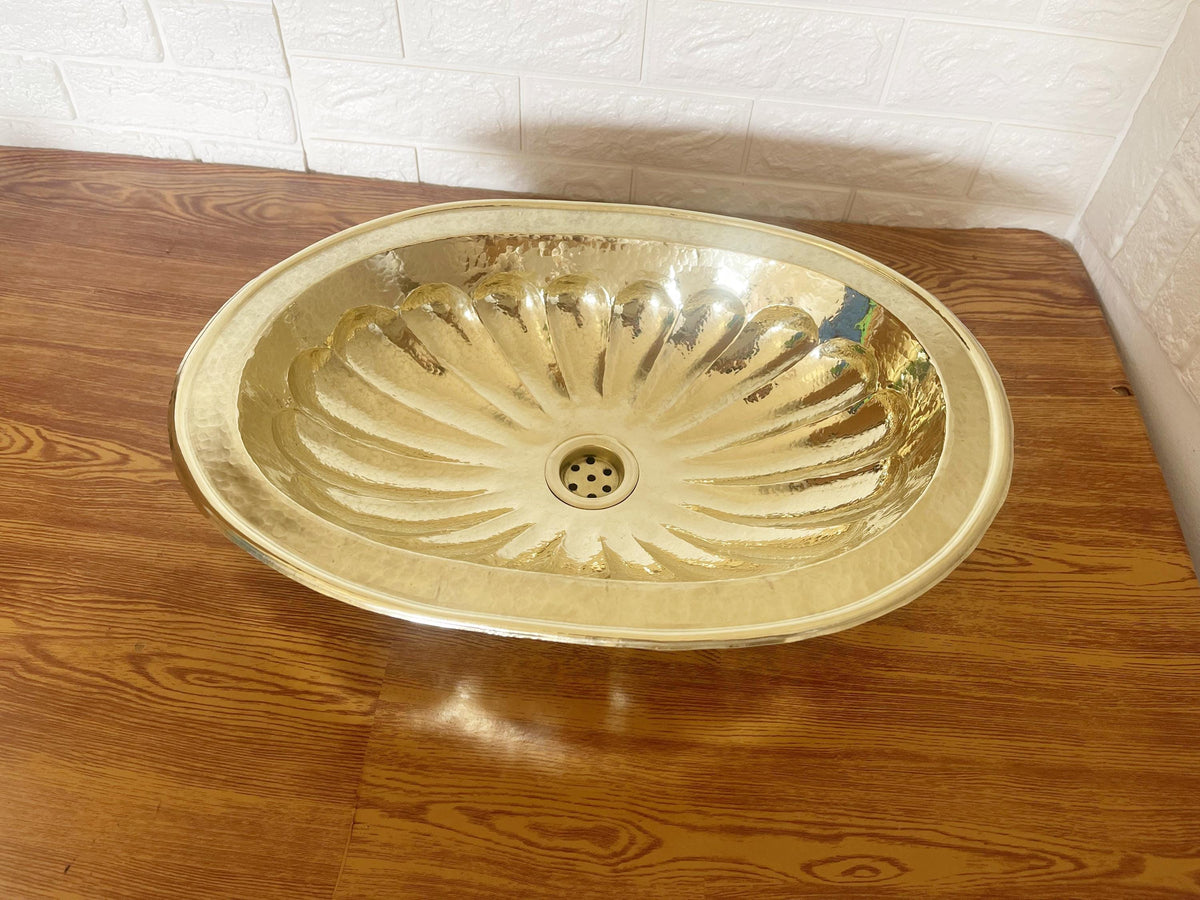 19.3" Oval Brass Sink, Drop-In Bathroom or Kitchen Sink, Brass Basin, Solid Brass Oval Sink, Brass Kitchen Sink, Brass B