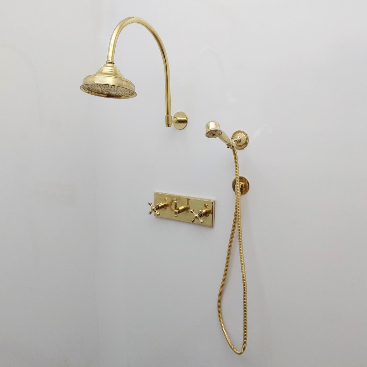 Unlacquered Brass Shower System