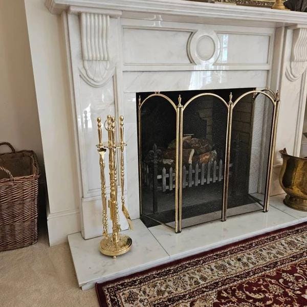 Unlacquered Solid Brass Fireplace Tools