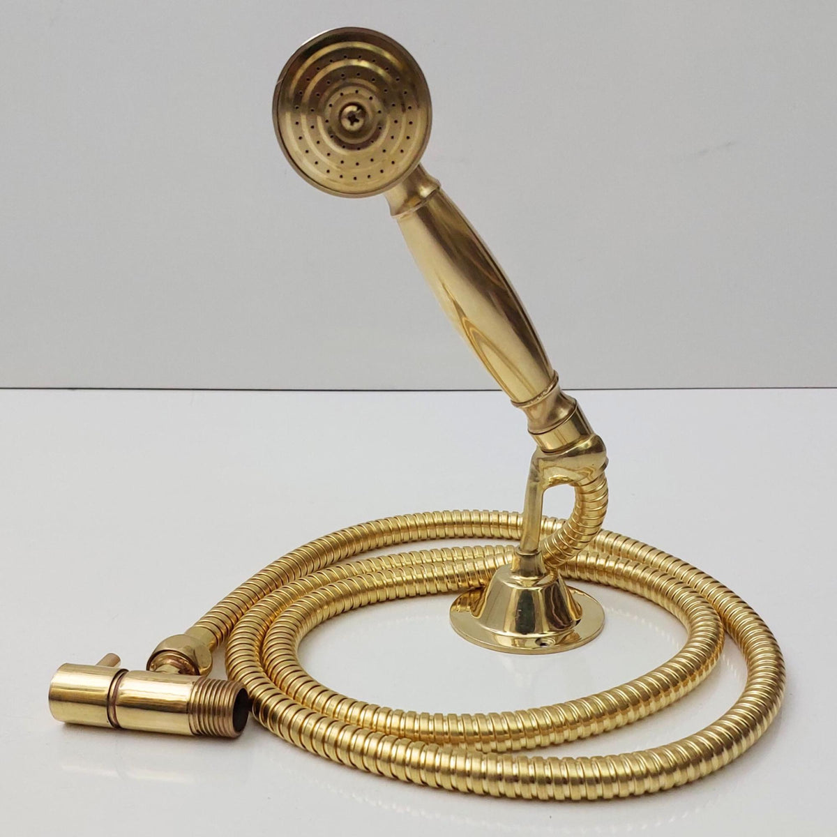 Unlacquered Brass Handheld Shower Head Set