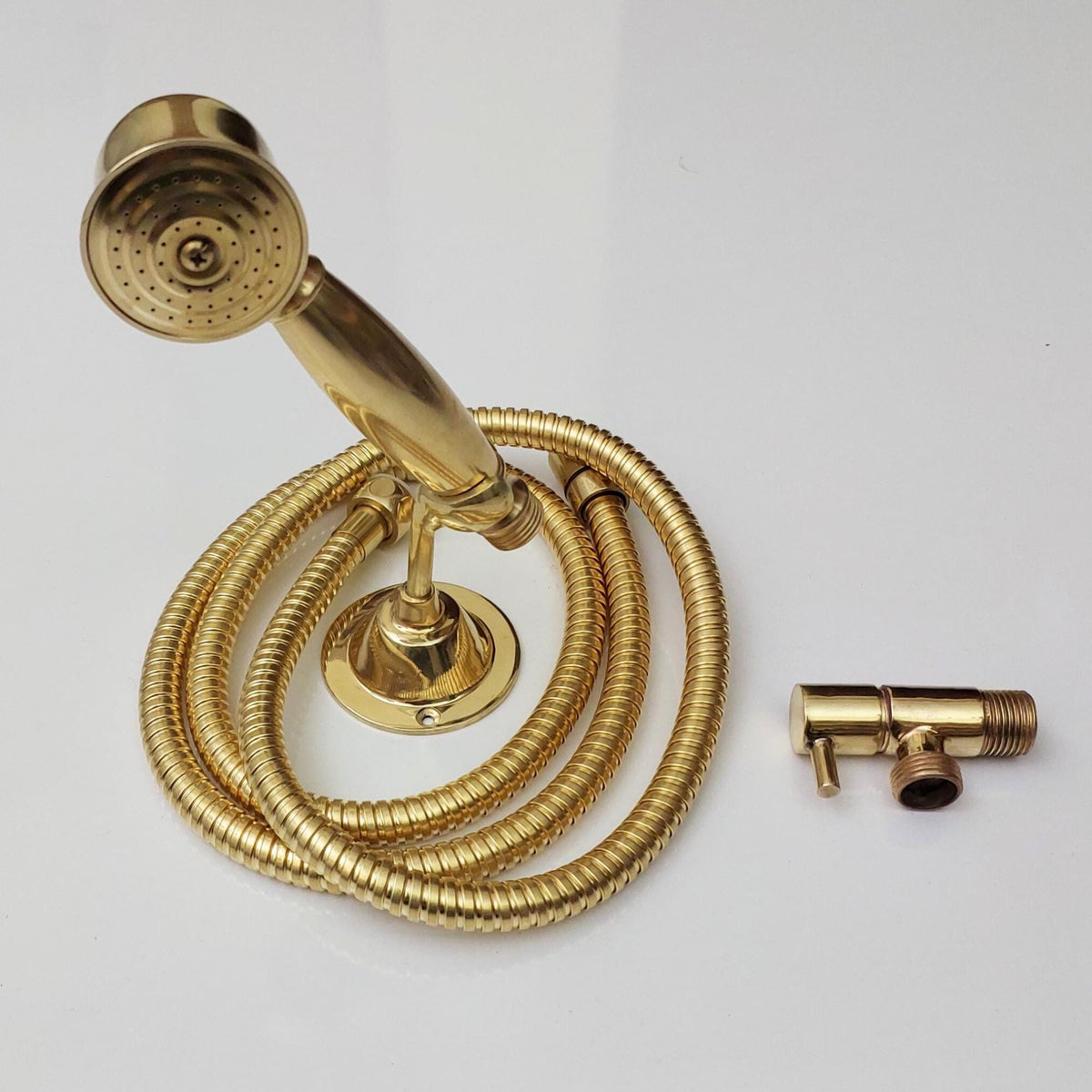 Unlacquered Brass Handheld Shower Head Set