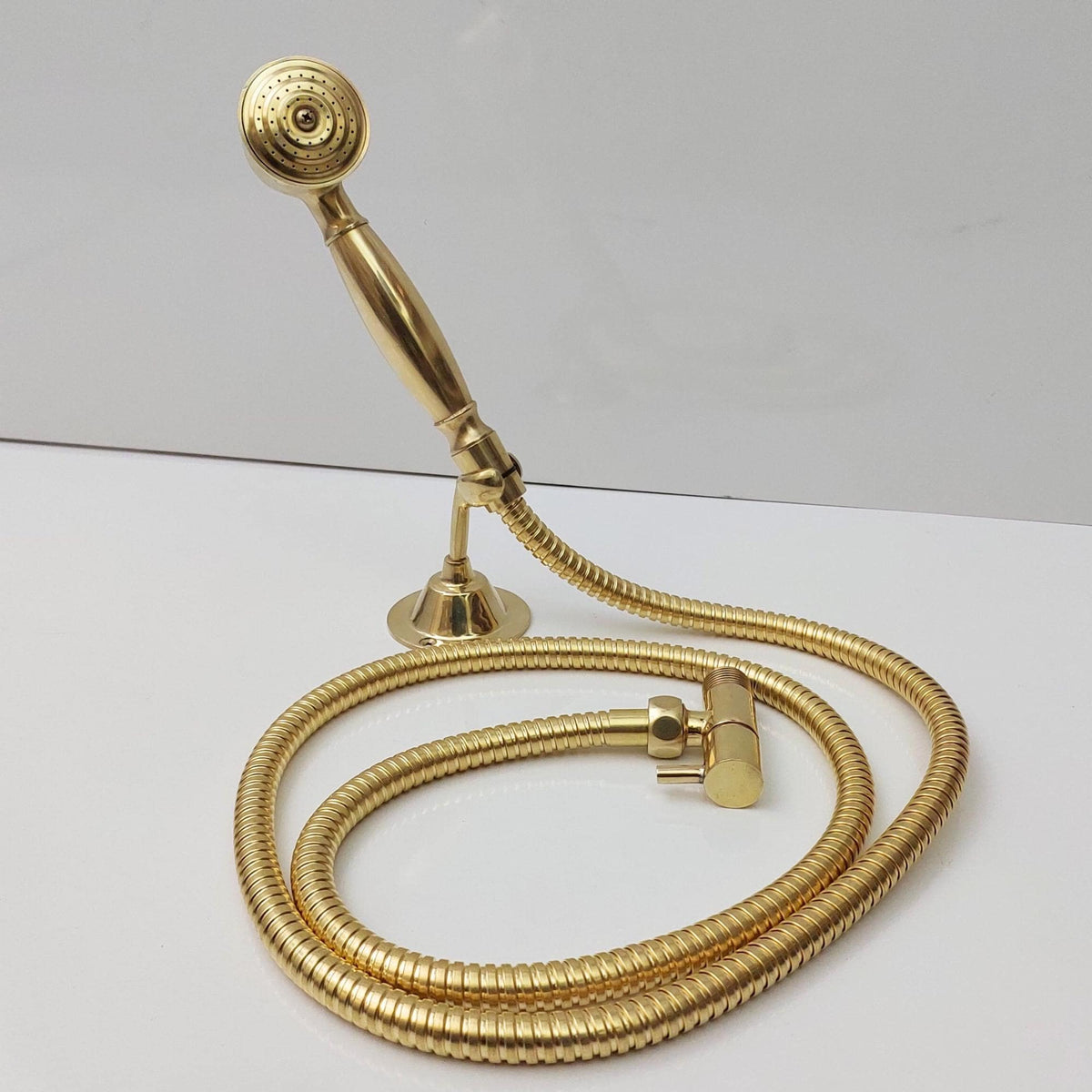 Unlacquered Brass Handheld Shower Head Set