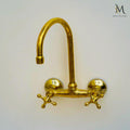Etched Unlacquered Brass Kitchen Faucet - Moroccan Wall Mount