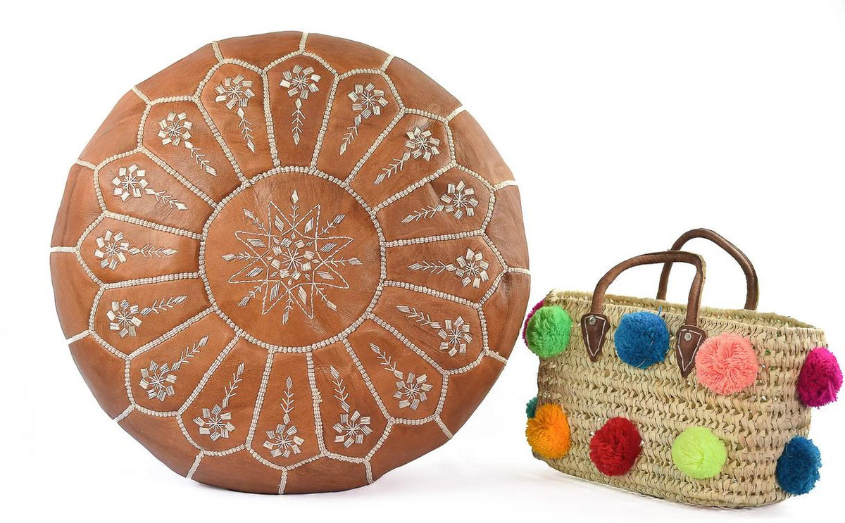 Leather Ottoman Moroccan pouf