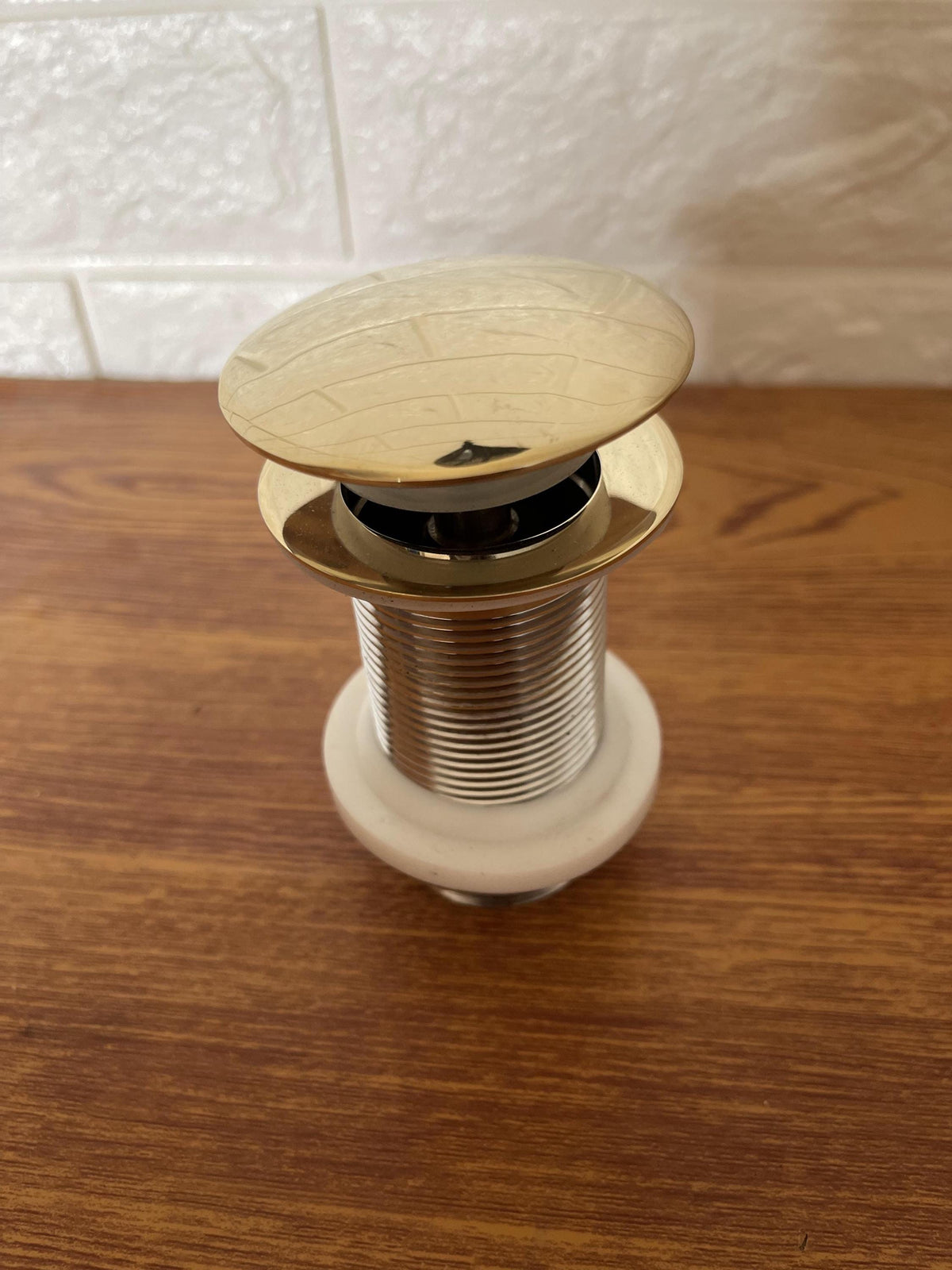 Unlacquered Brass Sink Strainer and Stopper, Push-Up Button Pop-Up Drain, Durable Design for Kitchen and Bathroom, Handc
