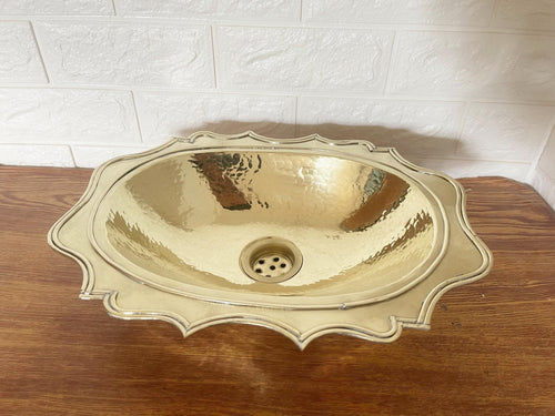 19.3" Solid Brass Sink, Unlacquered Oval Bathroom Vessel Sink, Exposed Bathroom Sink, Brass Sink, Rustic Oval Vessel Sin