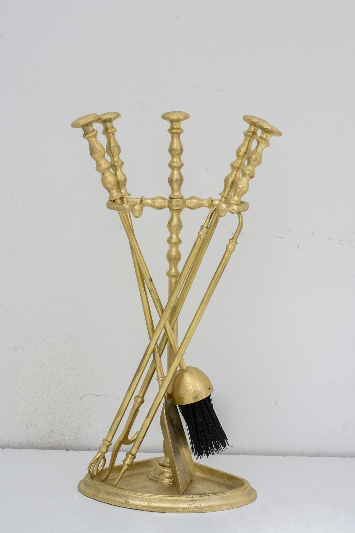 Solid Brass Fireplace Tools, Heavy Duty Fireside Set, Firewood Tongs With Stand