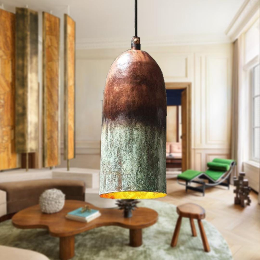 Oxidized Solid Copper Pendant Dome Ceiling Light,patina Copper Pendant Lamp,Solid Rustic Copper Farmhouse,Island Light.d