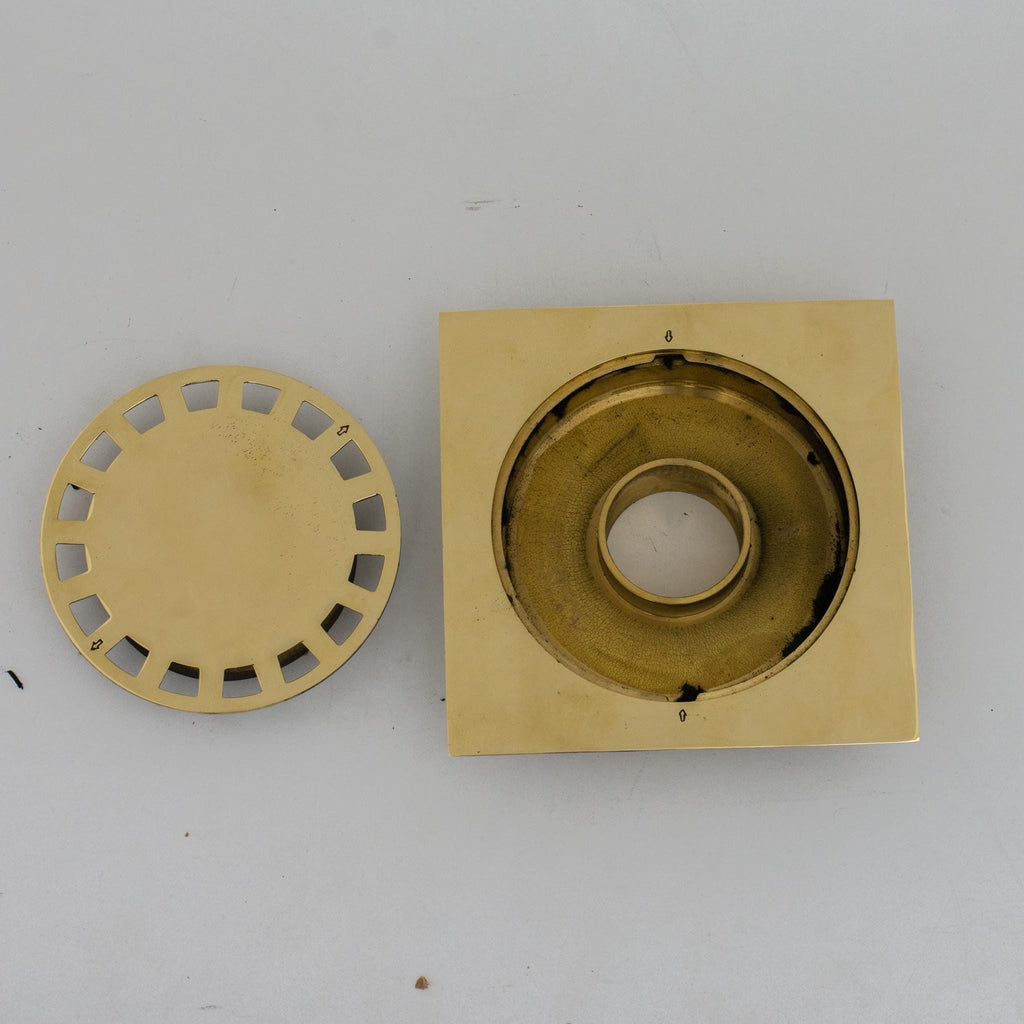 Solid Brass Square Shower Drain, Unlacquered