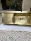 Custom Brass Kitchen Sink with Drainboard - Handcrafted to Perfection