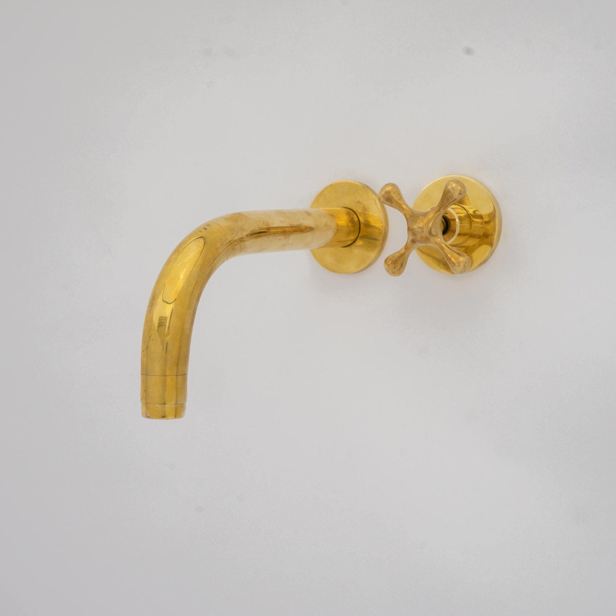Solid Brass Wall Mount Cold Bathroom Faucet, Unlacquered Brass Bath Tap For Cold Water Only