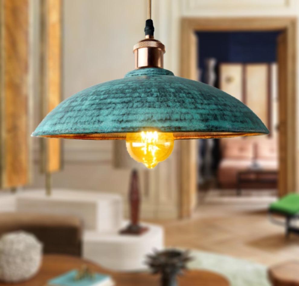 Handcrafted Copper Island Lighting Elegant Fixtures,Handmade Green Patina Copper,Oxidized Handmade Copper,dome light.oxi
