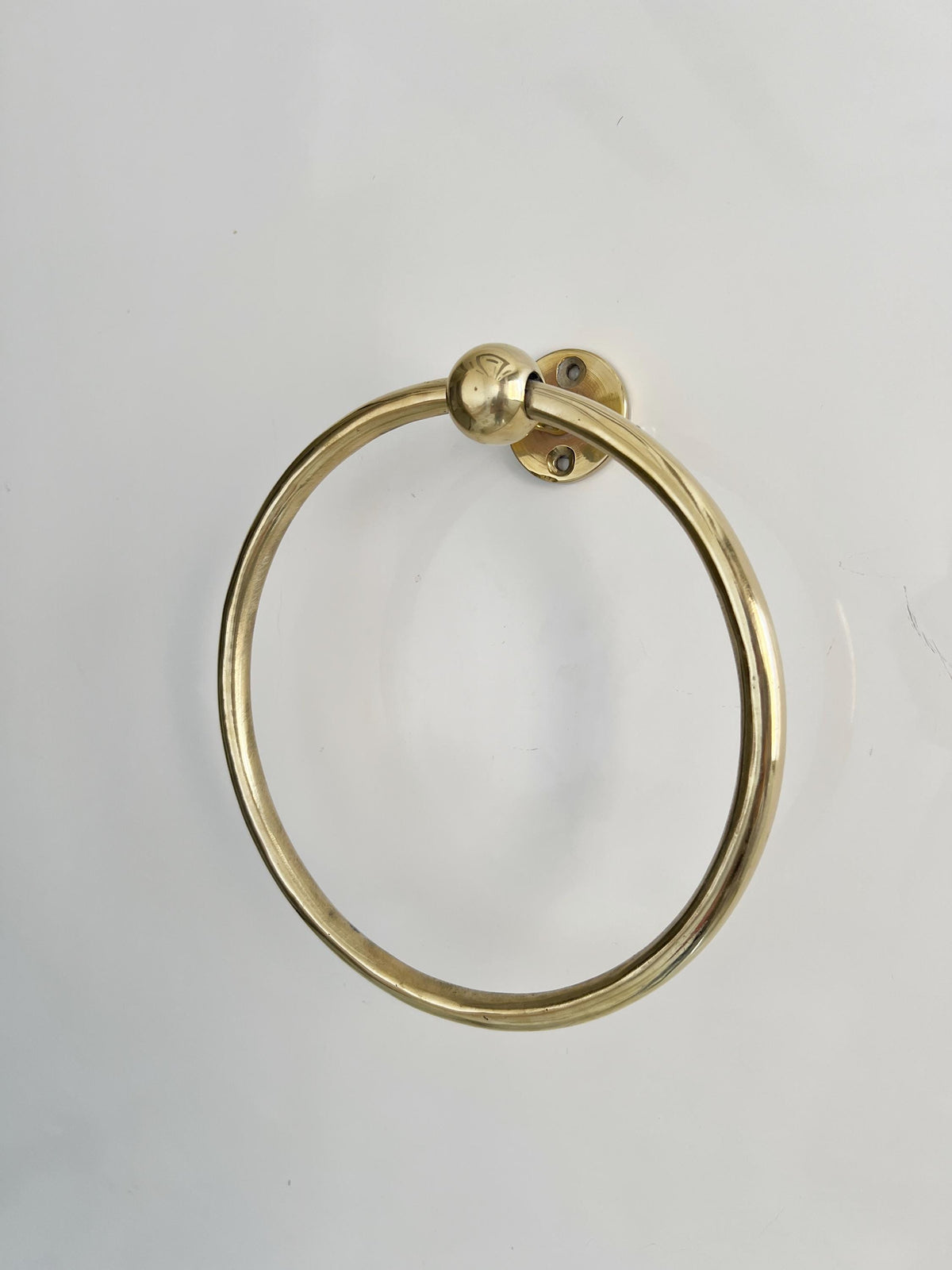 Brass Bathroom Towel Rack, Unlacquered Brass Towel Ring, Antique Brass Hardware, Circular Wall Towel Holder, Stylish Bat